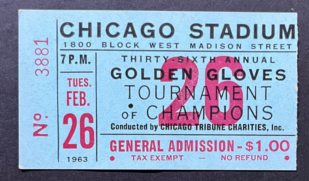 1962 Golden Gloves Boxing Ticket Chicago Stadium Tournament Of Champs