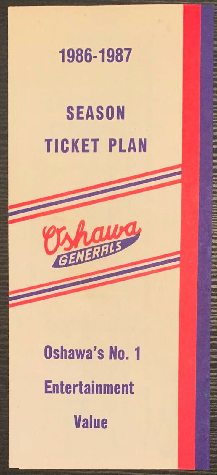 1986-87 Oshawa Generals Season Ticket Brochure Application OHL Hockey Vintage