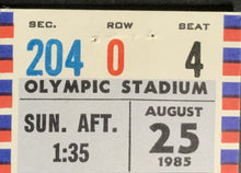 Load image into Gallery viewer, 1985 Montreal Expos Full Ticket Olympic Stadium vs LA Dodgers MLB Baseball
