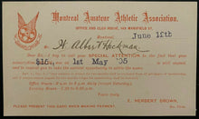 Load image into Gallery viewer, 1904-05 Montreal Amatuer Athletics Association Membership Notice Receipt Ribbon
