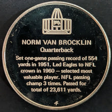 Load image into Gallery viewer, 1972 Norm Van Brocklin Pro Football Hall Of Fame Medal Franklin Mint 1 Troy Oz
