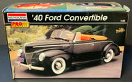 Monogram Pro Modeler 1940 Ford Convertible Scale 1:25 Model Car Kit Vintage