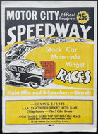 1954 Motor City Speedway Program + Ticket Detroit Auto Racing Vintage