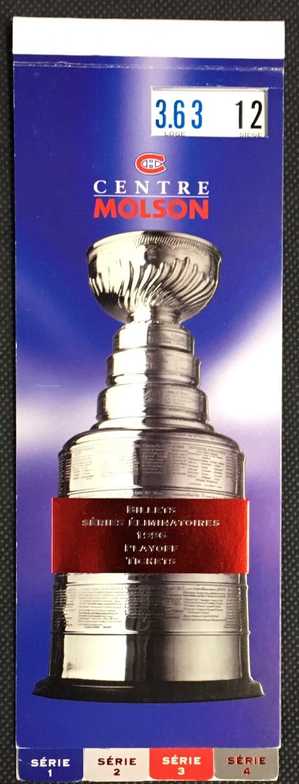 1996 Stanley Cup Playoff NHL Ticket Game 7 Molson Centre Montreal Canadiens