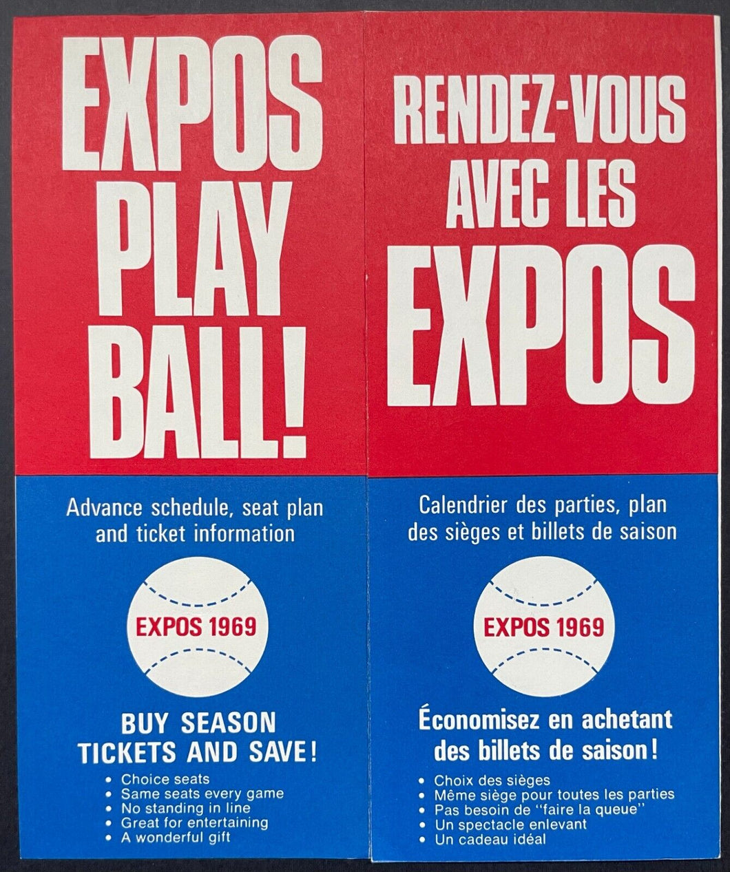 1969 Montreal Expos Inaugural Season Fold Out Ticket Brochure/Order Form MLB