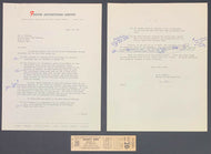 1961 Toronto Maple Leaf Baseball Club Ticket + 2 Page Letter Promo Joe Crysdale