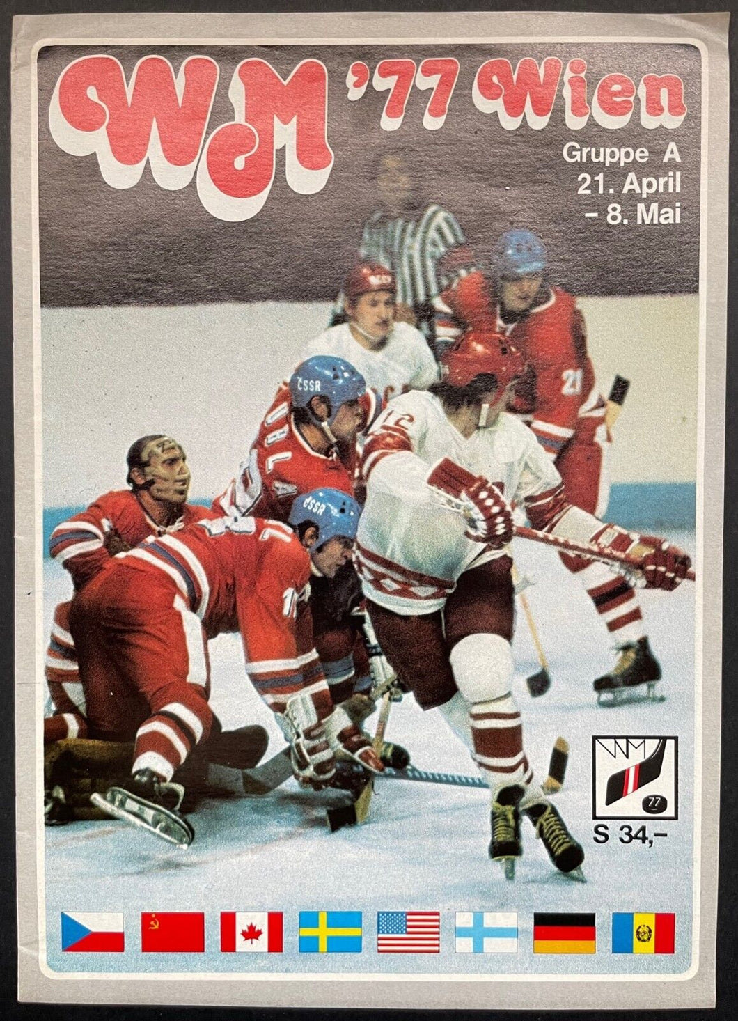 1977 World Ice Hockey Championship Program Vienna Austria NHL IIHF Vintage