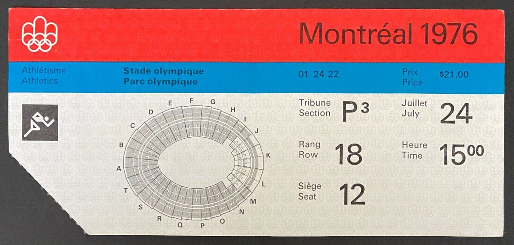 1976 Montreal Olympic Stadium Summer Olympics Vintage Athletics Ticket Vtg