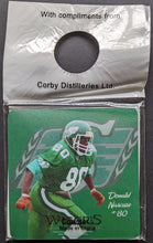 Load image into Gallery viewer, 21 Saskatchewan Roughriders Wisers Premium Drink Coasters CFL Football Vintage
