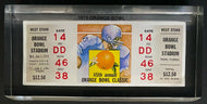 1979 NCAA Football 45th Orange Bowl Full Ticket Lucite Mounted Oklahoma Nebraska