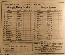 Load image into Gallery viewer, 1932 Boston Bruins vs Chicago Blackhawks Hockey Program Vintage NHL
