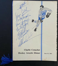Load image into Gallery viewer, 1982 NHL Charlie Conacher Hockey Awards Multi Signed Dinner Program Autographed
