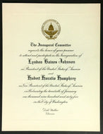1965 Invitation USA President Inauguration Lyndon Johnson + Hubert Humphrey VP