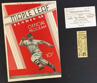 1938 Rare VTG WWI Veterans Baseball Toronto Maple Leaf Stadium Ticket + Program