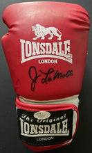 Load image into Gallery viewer, Jake LaMotta Signed Lonsdale Boxing Glove Raging Bull Autographed JSA COA

