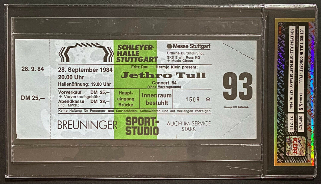 1984 Jethro Tull In Concert Full Ticket Schleyer-Halle Germany icert EX NM 6.5