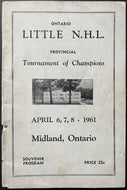 1961 Little NHL Minor Hockey Tournament Program Bobby Orr Parry Sound Vintage