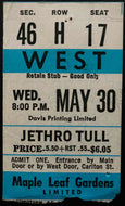 May 30/1973 Jethro Tull Maple Leaf Gardens Vintage Concert Ticket Toronto