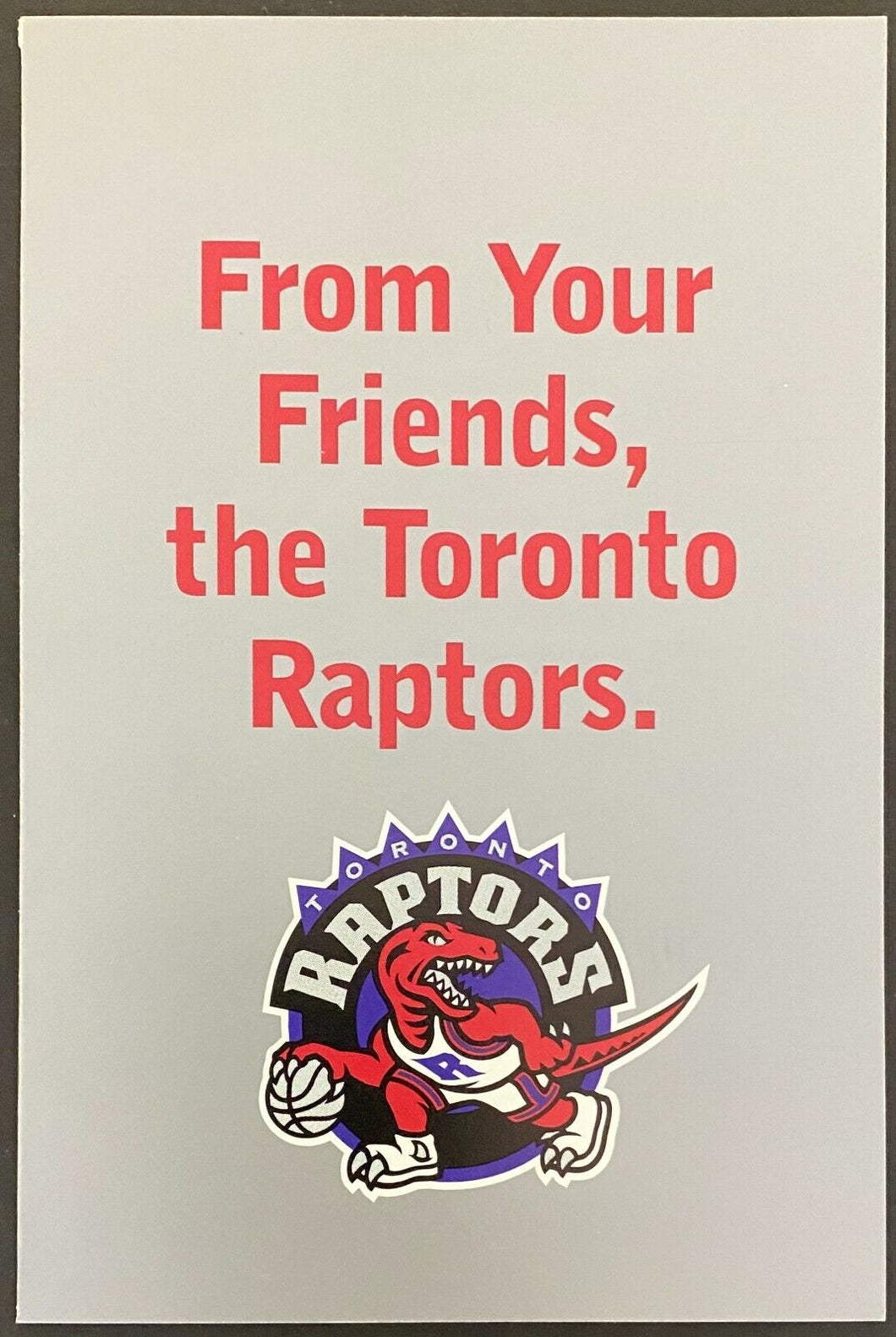 1996 Toronto Raptors Basketball NBA Christmas Xmas Holiday Card Santa Suit Vtg