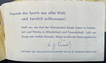 Load image into Gallery viewer, 1936 Berlin Summer Olympics Ticket Book With Ticket Sports Vintage Historical
