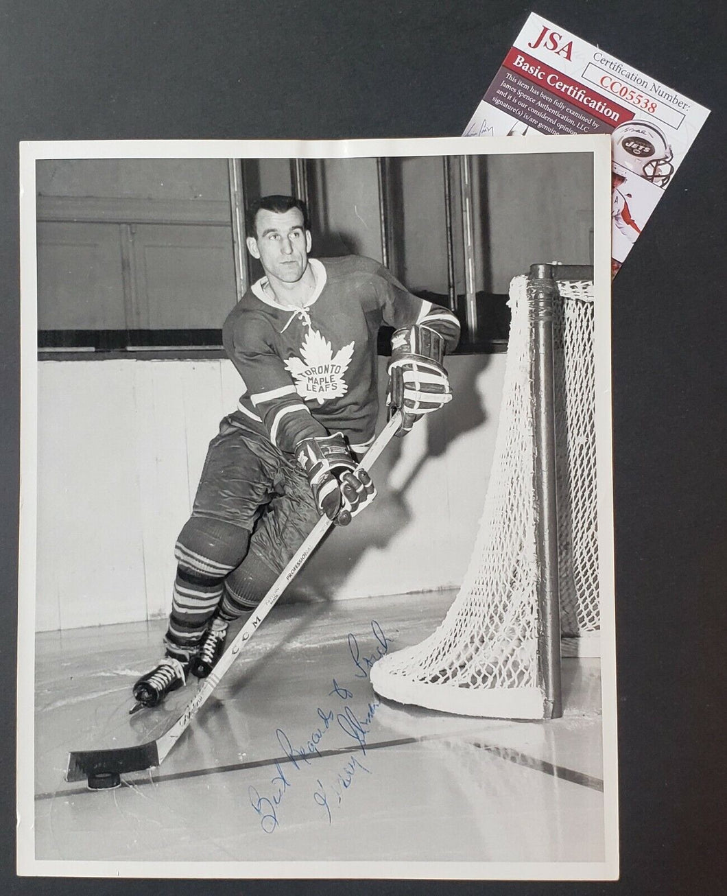 Toronto Maple Leafs Hockey Gerry Ehman Signed Turofsky Photo - Torchy Schell JSA