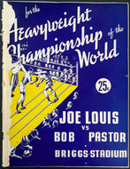 1939 Championship Fight Boxing Program Joe Louis vs Bob Pastor Briggs Stadium