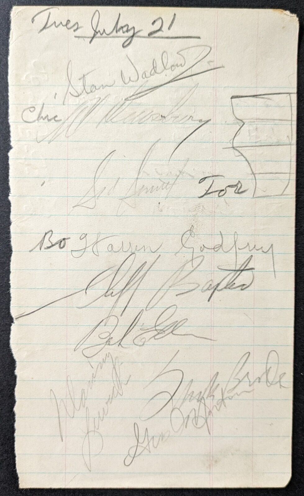 1954 NHL Player Autographed x9 Sheet Signed Page Celebrity Baseball Game LOA JSA