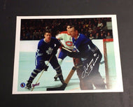 Johnny Bower Autographed Action Photo Toronto Maple Leafs NHL Hockey