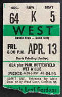 1973 MLG Beck Bogart Appice With Paul Butterfield Blues Band Concert Ticket VTG