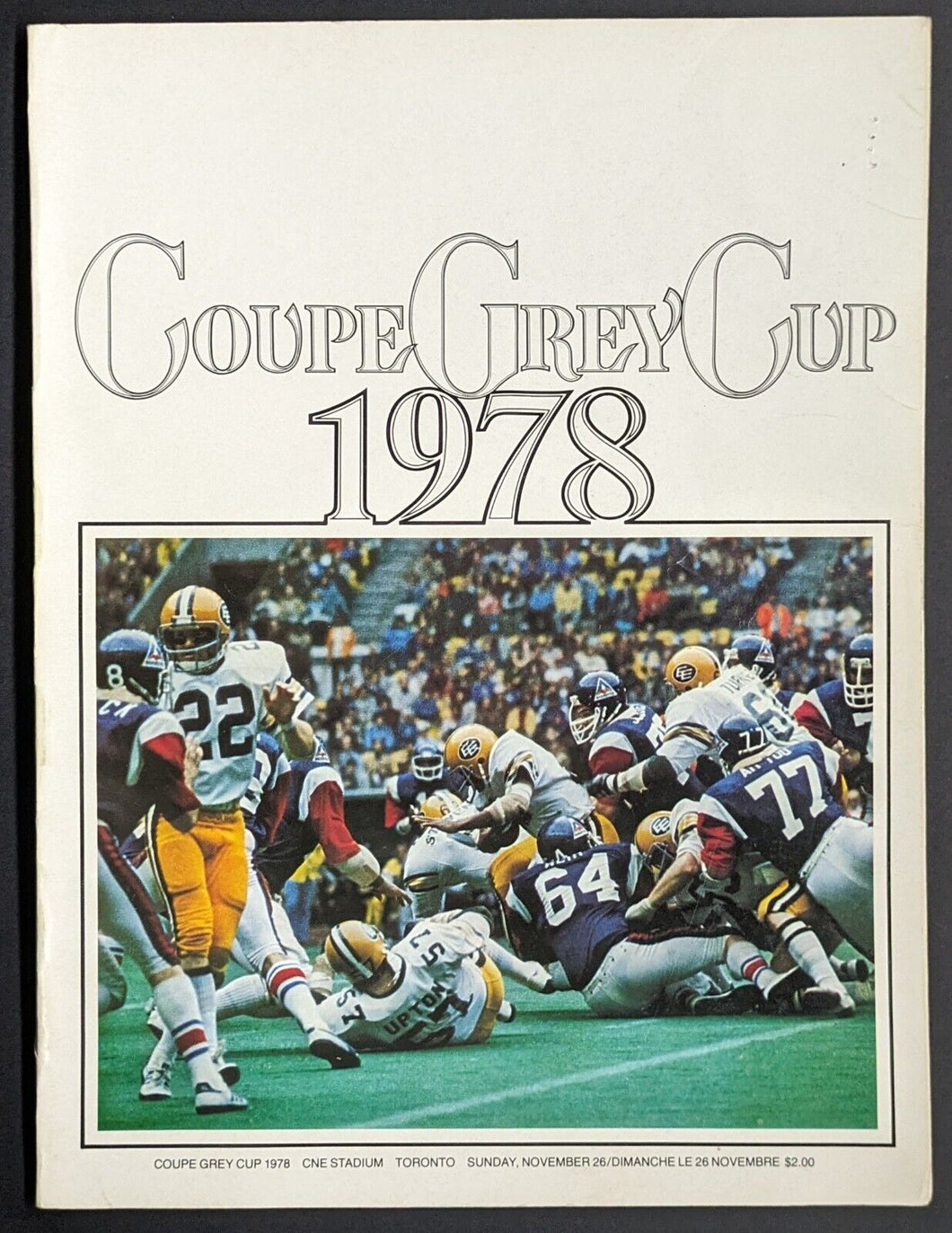 1978 CFL 75th Grey Cup Game Program + Ticket Edmonton Eskimos Alouettes Football