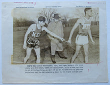 Load image into Gallery viewer, 1940 Track Stars Leslie MacMitchell &amp; Jimmy Herbert Press Wire Photo Bill Stern
