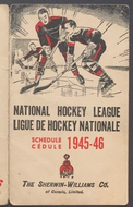 1945-46 Sherwin Williams NHL Pocket Schedule Vintage Hockey Sports Calendar