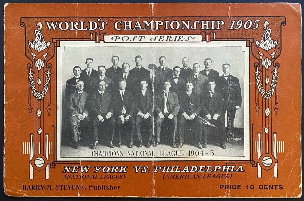 1905 World Series Baseball Program Giants v Athletics Rare Original Authentic