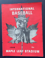 1948 Toronto Maple Leaf Stadium Baseball Program Leafs vs Baltimore Orioles