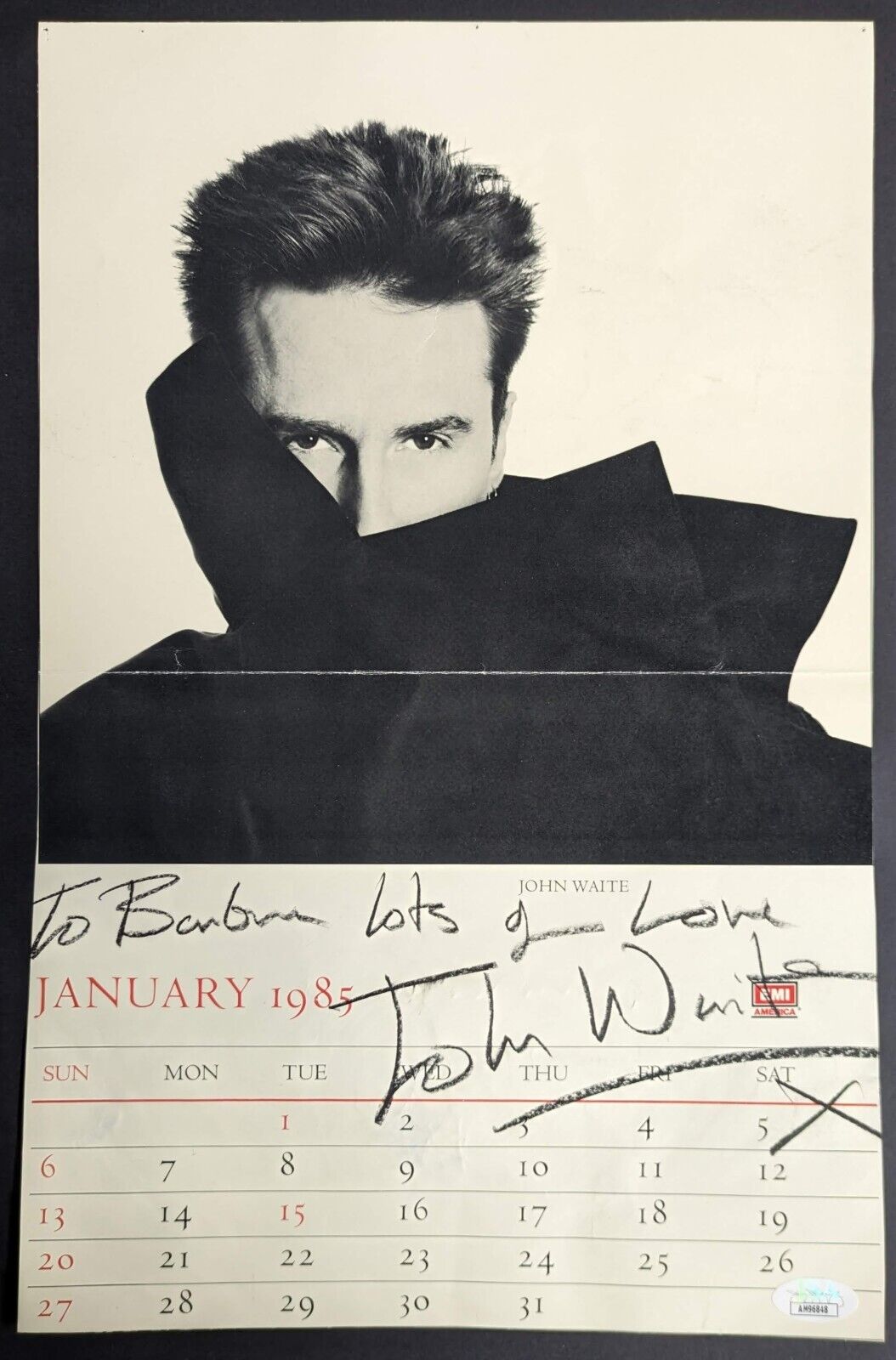 1985 John Waite Autographed Oversized Calendar Page Signed British Rock JSA