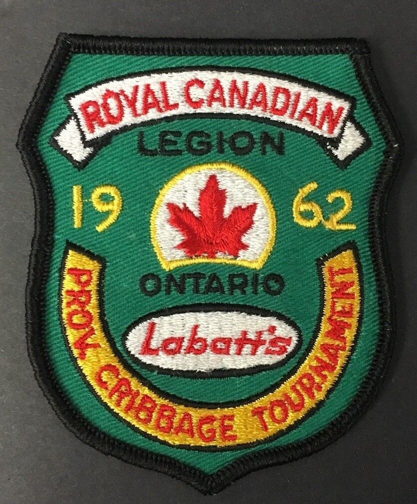 1962 Royal Canadian Legion Crest Prov Cribbage Tournament Patch Labatt's Ontario