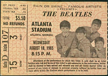 Load image into Gallery viewer, Aug 18 1965 The Beatles Concert Ticket Stub Atlanta Stadium Georgia Vintage Rare
