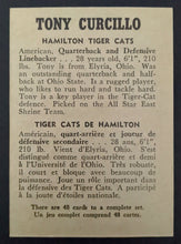 Load image into Gallery viewer, 1959 General Mills Wheaties CFL Football Tony Curcillo Hamilton Tiger-Cats Card
