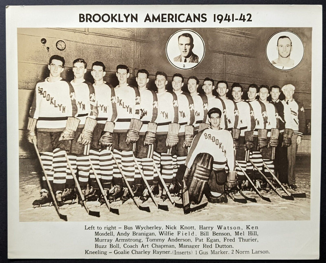 1941-1942 Final Season Brooklyn Americans NHL Team Issued B&W Photo VTG Hockey