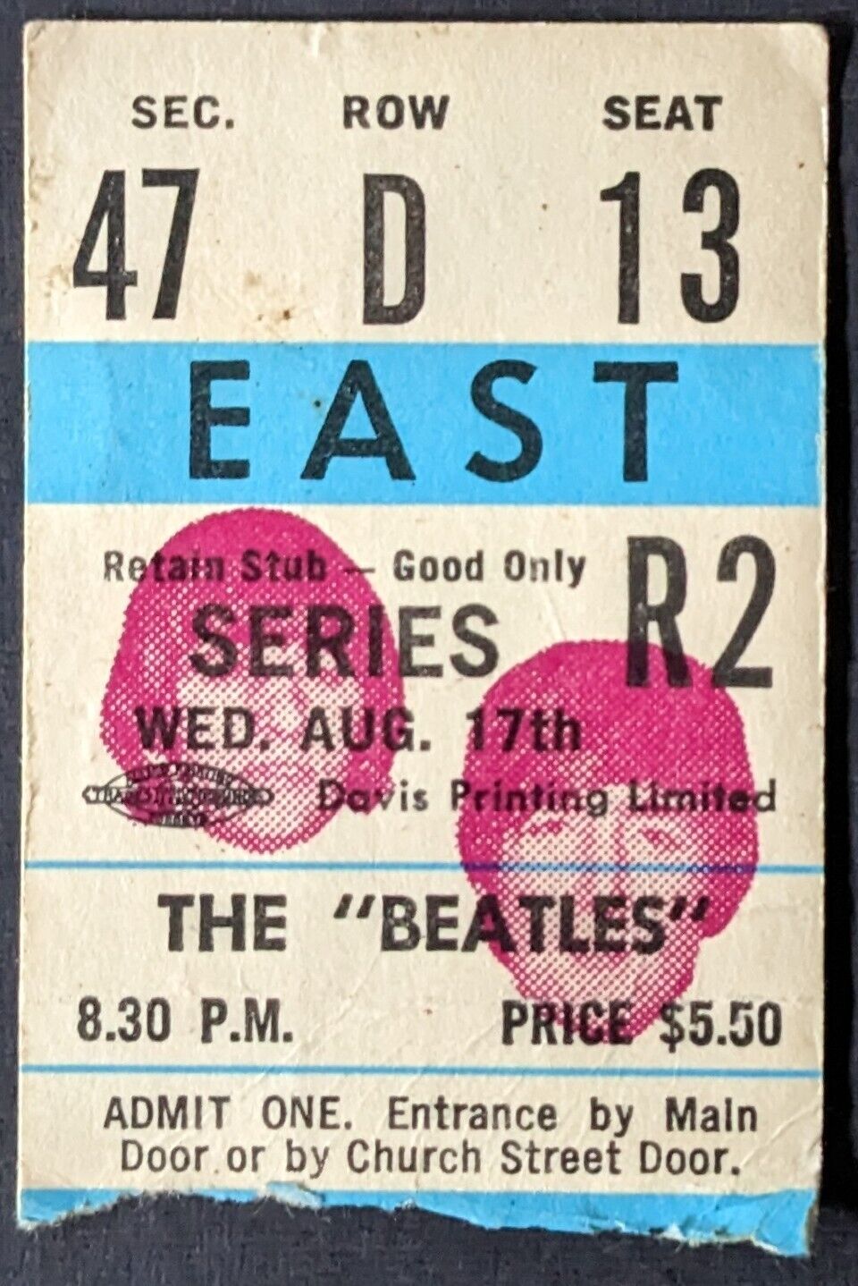 1966 The Beatles Maple Leaf Gardens Toronto Concert Ticket Stub + Tour Program