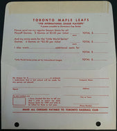 1958 Toronto Maple Leaf Baseball Club Envelope Playoff Tickets Order Form
