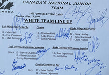 Load image into Gallery viewer, 2000 Canada World Junior Hockey Selection Camp Intra Squad Autographed Lineup
