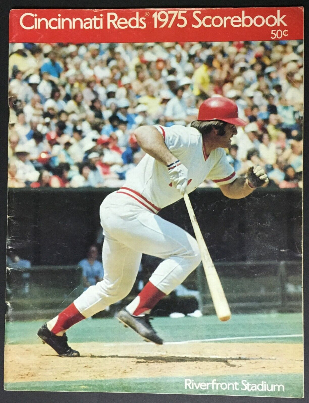 1975 Cincinnati Reds MLB Baseball Program Pete Rose Cover Riverfront Stadium