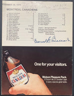 1979 Harold Ballard Autographed Signed Scorecard Maple Leaf Gardens NHL Hockey