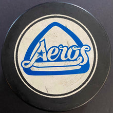 Load image into Gallery viewer, Houston Aeros WHA Game Puck Vintage Hockey Used Blank Back
