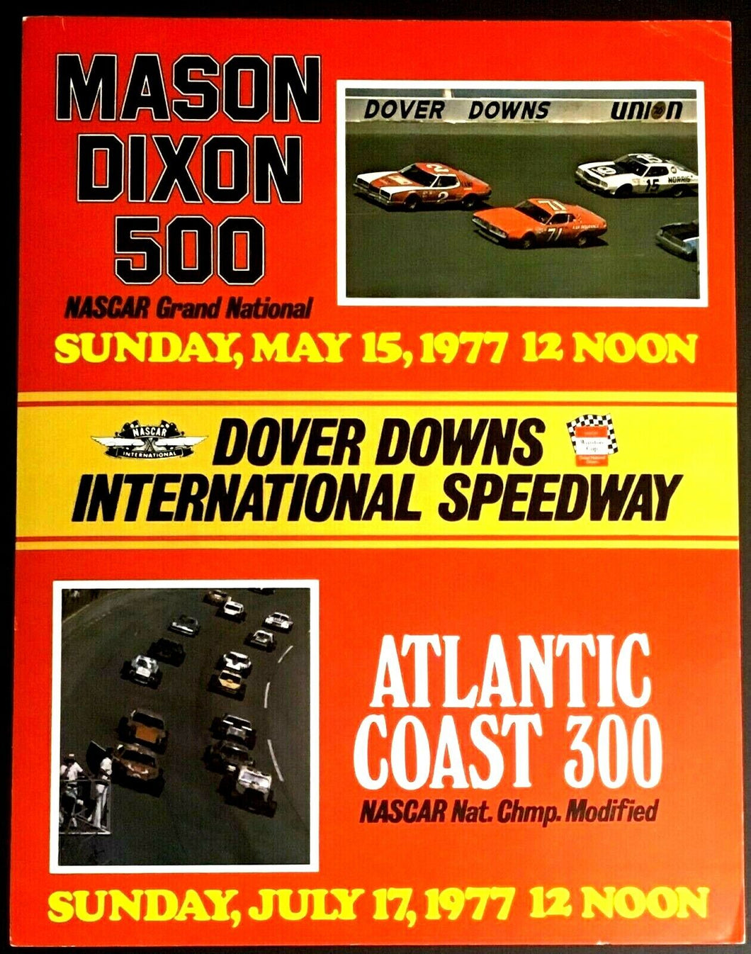 1977 NASCAR Racing Advertising Display Dover Downs Speedway Mason Dixon 500