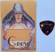 Load image into Gallery viewer, Bob Dylan 2000 Autumn Tour Backstage Crew Pass + Personal Fender Guitar Pick
