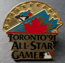 Load image into Gallery viewer, 1991 MLB All Star Game Press Pin Toronto Ontario SkyDome Pinback Mint Baseball
