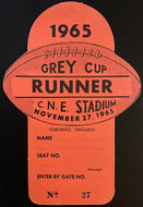 1965 CFL Football Grey Cup Press Pass Hamilton Tiger Cats Winnipeg Blue Bombers