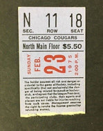 1975 WHA Hockey Ticket Stub Chicago Cougars Vs Vancouver Blazers Amphitheater